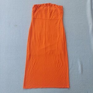 See You Monday Strapless Orange Midi Dress